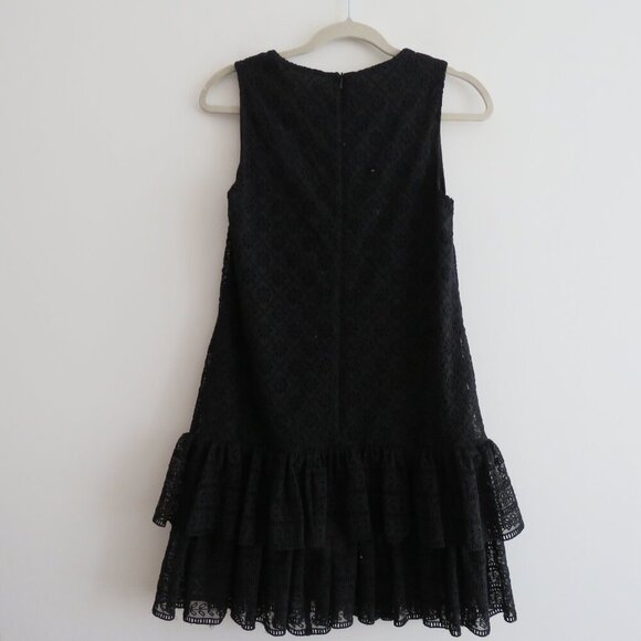 PHILOSOPHY DI LORENZO SERAFINI Broderie Anglaise Lace Ruffle Tiered Black Dress - Picture 3 of 15